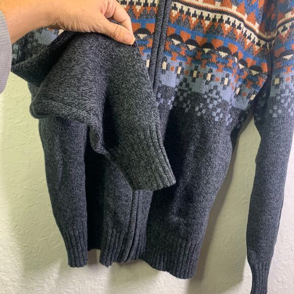 STETSON Sweater Cardigan Full Zip Mock Neck Western Navajo Cotton Wool NWT - Picture 8 of 14